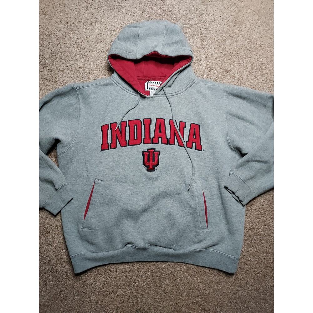Men's Size Medium Footlocker Indiana University IU Gray Embroidered Hoodie
